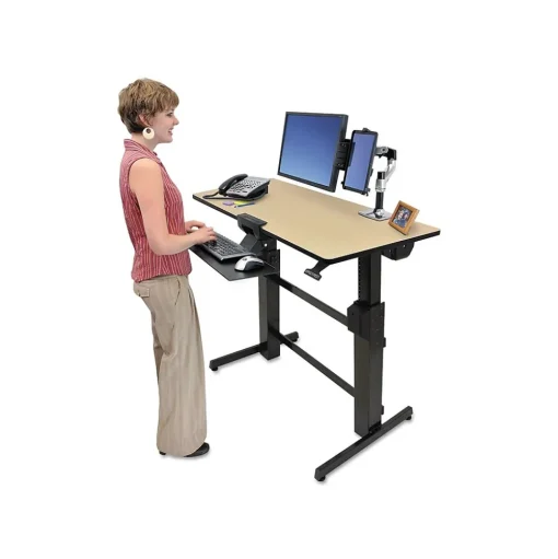 Ergotron Standing Desks<WorkFit-D 48"W Adjustable Standing Desk, Birch (24-271-928)