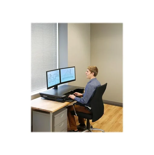 Ergotron Standing Desks<WorkFit-TL 38"W Adjustable Standing Desk Converter, Black/Dark Gray (33-406-085)