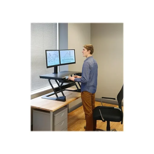 Ergotron Standing Desks<WorkFit-TL 38"W Adjustable Standing Desk Converter, Black/Dark Gray (33-406-085)