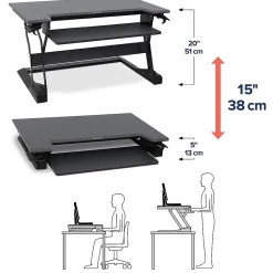 Ergotron Standing Desks<WorkFit-TL 38"W Adjustable Standing Desk Converter, Black/Dark Gray (33-406-085)