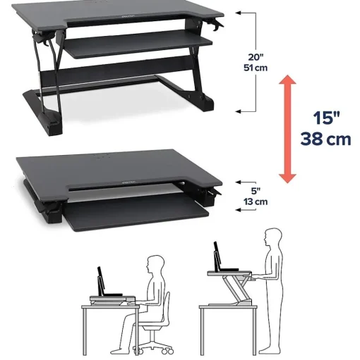 Ergotron Standing Desks<WorkFit-TL 38"W Adjustable Standing Desk Converter, Black/Dark Gray (33-406-085)