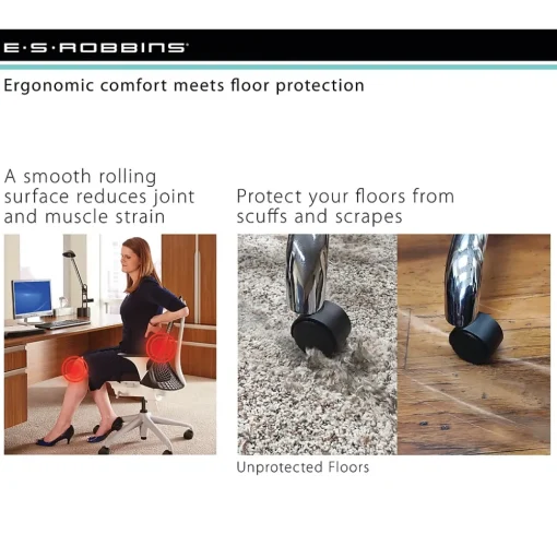 ES Robbins Chair Mats<EverLife Carpet Chair Mat with Lip, 45" x 53'', Low-Pile, Clear (ESR120123)