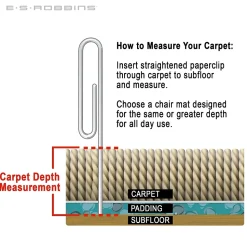 ES Robbins Chair Mats<EverLife Carpet Chair Mat with Lip, 45" x 53'', Low-Pile, Clear (ESR120123)