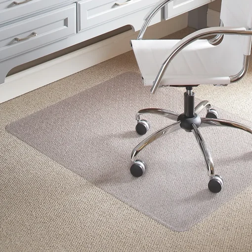 ES Robbins Chair Mats<EverLife Carpet Chair Mat, 46" x 60'', Medium-Pile, Clear (128371)