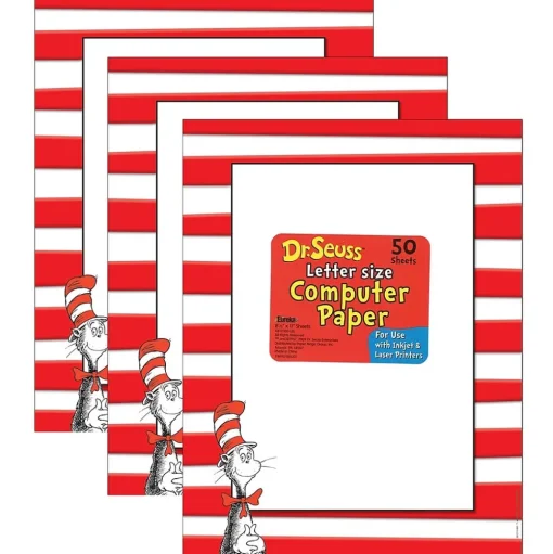Eureka Classroom Paper<Dr. Seuss The Cat in the Hat Computer Paper, 50 Sheets Per Pack, 3 Packs (EU-812110-3)