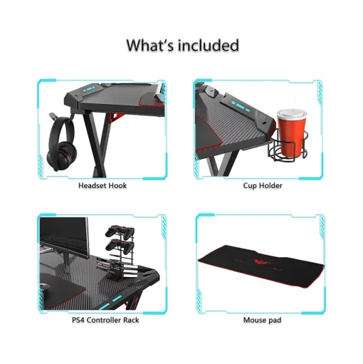 Eureka Computer Desks<Ergonomic 44" Computer Gaming Desk, Black (GD0085-BK)