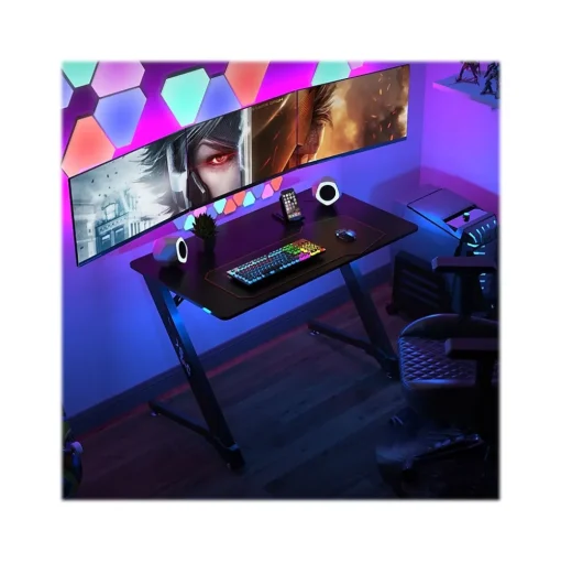 Eureka Computer Desks<Ergonomic 43"W Computer Gaming Desk, Black (GD0038-BK)