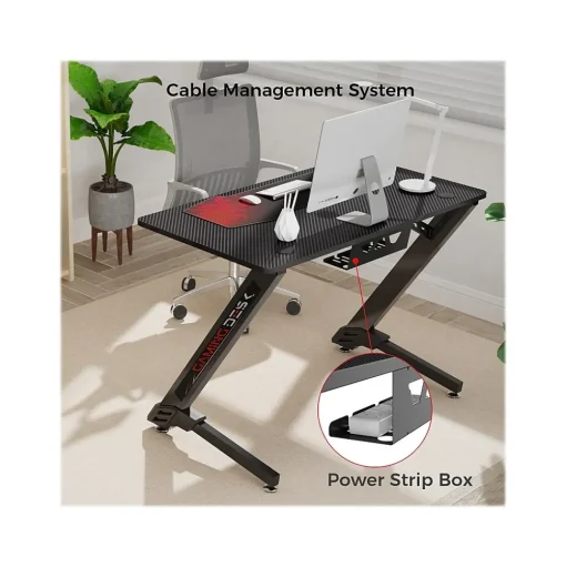 Eureka Computer Desks<Ergonomic 43"W Computer Gaming Desk, Black (GD0038-BK)