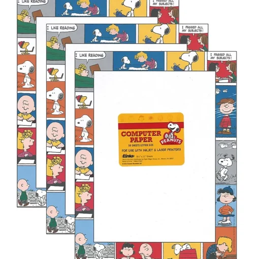 Eureka Classroom Paper<Peanuts Comic Blocks Computer Paper, 50 Sheets Per Pack, 3 Packs (EU-812112-3)