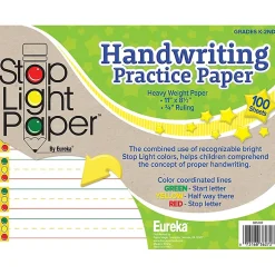 Eureka Classroom Paper<Stop Light Paper, 8.5" x 11" Practice Writing Paper, 100 Sheets/Pack, 3 Packs (EU-805107-3)