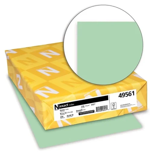 Exact Card Stock<110 lb. Index Paper, 8.5" x 11", Green, 250 Sheets/Pack (WAU49561)