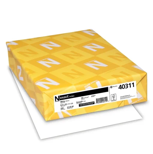 Exact Card Stock<90 lb. Index Paper, 8.5" x 11", White, 250 Sheets/Pack (40311)