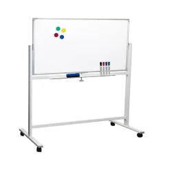 Excello Global Products Dry Erase<Dry-Erase Mobile Whiteboard, Aluminum Frame, 48" x 32" (EGP-HD-0066)