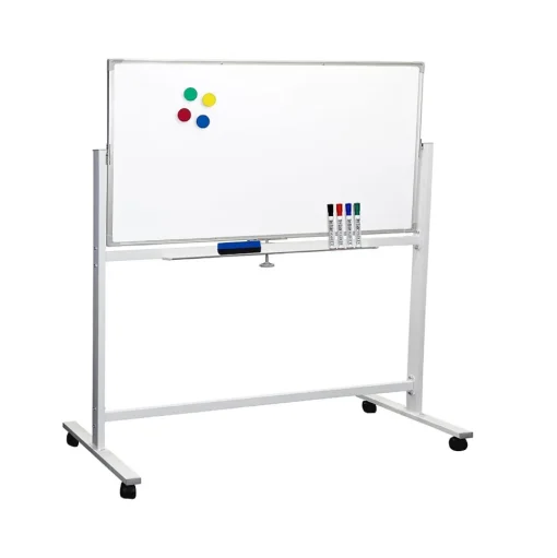 Excello Global Products Dry Erase<Dry-Erase Mobile Whiteboard, Aluminum Frame, 48" x 32" (EGP-HD-0066)