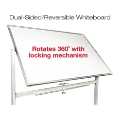 Excello Global Products Dry Erase<Dry-Erase Mobile Whiteboard, Aluminum Frame, 48" x 32" (EGP-HD-0066)
