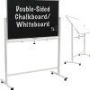 Global Printed Products Dry Erase<Excello Global Products Double Sided Magnetic Mobile Whiteboard Chalkboard Combo, White Frame, 48" x 32"