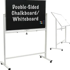 Global Printed Products Dry Erase<Excello Global Products Double Sided Magnetic Mobile Whiteboard Chalkboard Combo, White Frame, 48" x 32"