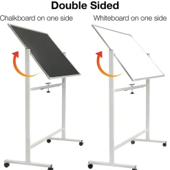 Global Printed Products Dry Erase<Excello Global Products Double Sided Magnetic Mobile Whiteboard Chalkboard Combo, White Frame, 48" x 32"