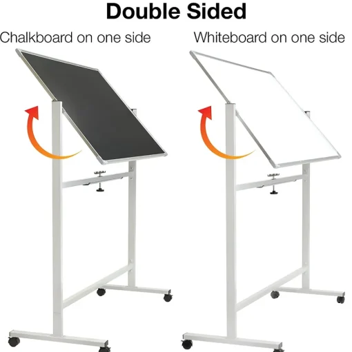 Global Printed Products Dry Erase<Excello Global Products Double Sided Magnetic Mobile Whiteboard Chalkboard Combo, White Frame, 48" x 32"