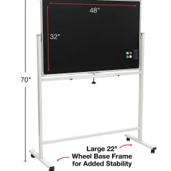 Global Printed Products Dry Erase<Excello Global Products Double Sided Magnetic Mobile Whiteboard Chalkboard Combo, White Frame, 48" x 32"