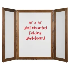 Excello Global Products Dry Erase<Double Sided Magnetic Steel Dry-Erase Whiteboard, Wood Frame, 5' x 3' (EGP-HD-0530-BN)
