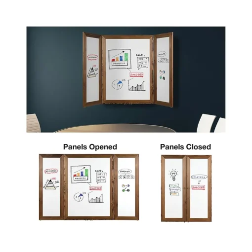 Excello Global Products Dry Erase<Double Sided Magnetic Steel Dry-Erase Whiteboard, Wood Frame, 5' x 3' (EGP-HD-0530-BN)
