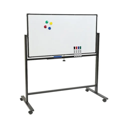 Excello Global Products Dry Erase<Double Sided Magnetic Steel Mobile Dry-Erase Whiteboard, Aluminum Frame, 4' x 3' (EGP-HD-0066-BK)