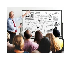 Excello Global Products Dry Erase<Double Sided Magnetic Steel Mobile Dry-Erase Whiteboard, Aluminum Frame, 4' x 3' (EGP-HD-0066-BK)