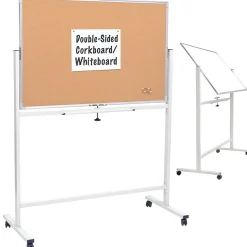 Global Printed Products Bulletin<Excello Global Products Double Sided Magnetic Mobile Whiteboard Corkboard Combo, White Frame, 48" x 32"