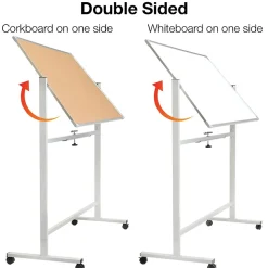 Global Printed Products Bulletin<Excello Global Products Double Sided Magnetic Mobile Whiteboard Corkboard Combo, White Frame, 48" x 32"