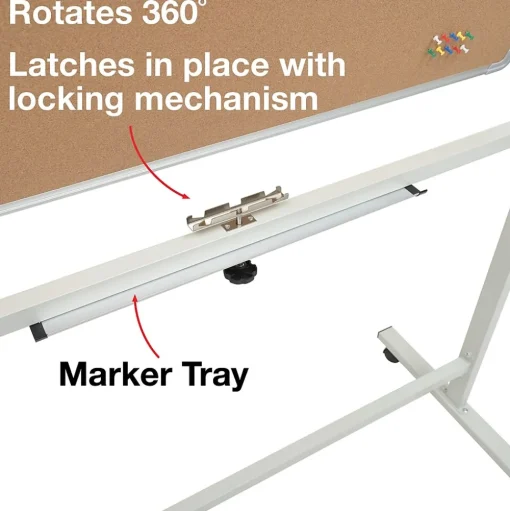 Global Printed Products Bulletin<Excello Global Products Double Sided Magnetic Mobile Whiteboard Corkboard Combo, White Frame, 48" x 32"
