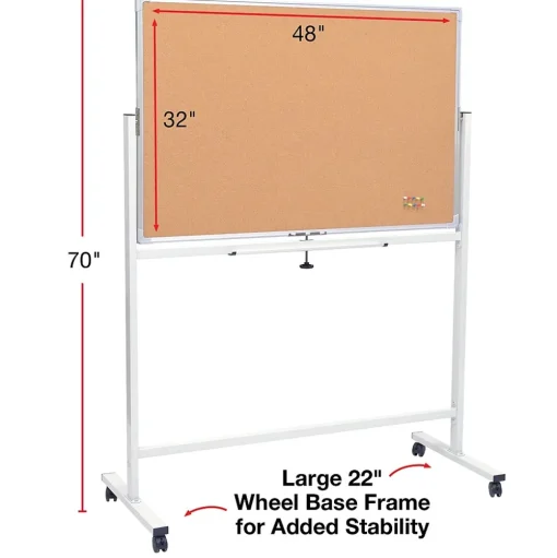 Global Printed Products Bulletin<Excello Global Products Double Sided Magnetic Mobile Whiteboard Corkboard Combo, White Frame, 48" x 32"