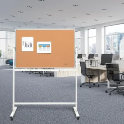 Global Printed Products Bulletin<Excello Global Products Double Sided Magnetic Mobile Whiteboard Corkboard Combo, White Frame, 48" x 32"