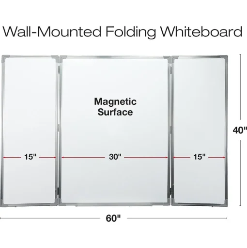 Excello Global Products Dry Erase<Magnetic Dry-Erase Folding Whiteboard, 40" x 60" (EGP-HD-0482)