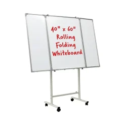 Excello Global Products Dry Erase<Magnetic Mobile Folding Dry-Erase Whiteboard, 40" x 30" (EGP-HD-0482-RW)