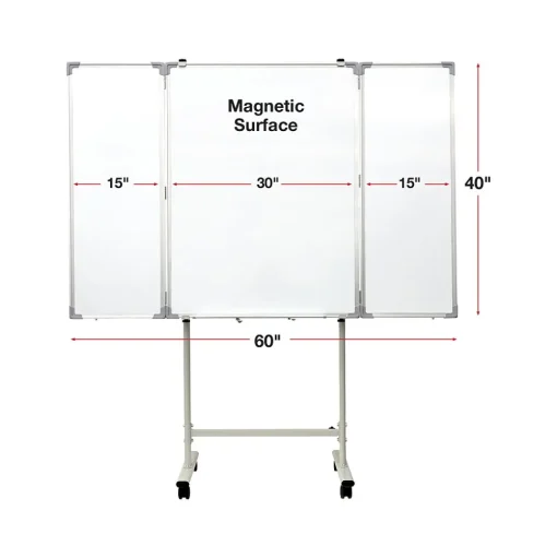 Excello Global Products Dry Erase<Magnetic Mobile Folding Dry-Erase Whiteboard, 40" x 30" (EGP-HD-0482-RW)