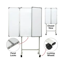 Excello Global Products Dry Erase<Magnetic Mobile Folding Dry-Erase Whiteboard, 40" x 30" (EGP-HD-0482-RW)