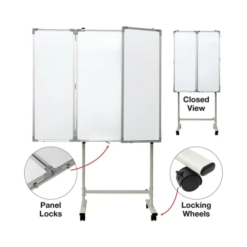 Excello Global Products Dry Erase<Magnetic Mobile Folding Dry-Erase Whiteboard, 40" x 30" (EGP-HD-0482-RW)