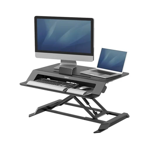 Fellowes Standing Desks<Lotus LT 32"W Manual Adjustable Standing Desk Converter, Black (8215001)