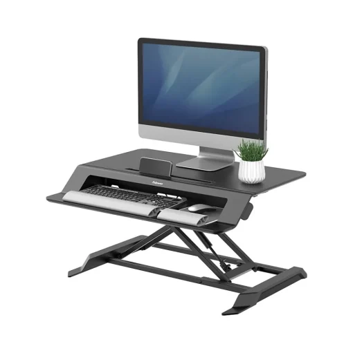 Fellowes Standing Desks<Lotus LT 32"W Manual Adjustable Standing Desk Converter, Black (8215001)