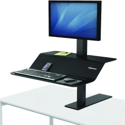 Fellowes Standing Desks<Lotus VE Sit-Stand Single Manual Lift Workstation, Black (2750862)
