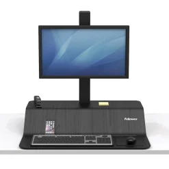 Fellowes Standing Desks<Lotus VE Sit-Stand Single Manual Lift Workstation, Black (2750862)