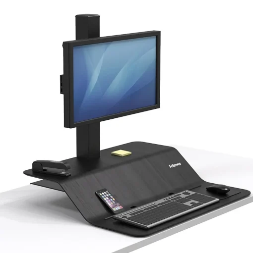 Fellowes Standing Desks<Lotus VE Sit-Stand Single Manual Lift Workstation, Black (2750862)