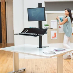 Fellowes Standing Desks<Lotus VE Sit-Stand Single Manual Lift Workstation, Black (2750862)