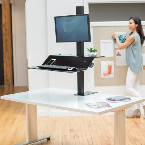 Fellowes Standing Desks<Lotus VE Sit-Stand Single Manual Lift Workstation, Black (2750862)