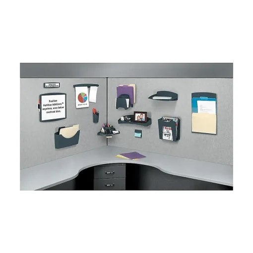 Fellowes Dry Erase<Partition Additions Graphite Dry-Erase Whiteboard, Plastic Frame, 1' x 1' (75905)