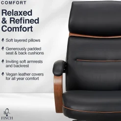 Finch Office Chairs<NEO TWO Ergonomic Vegan Leather/Wood Swivel Executive Chair, Black (52373-BLK)