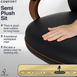 Finch Office Chairs<NEO TWO Ergonomic Vegan Leather/Wood Swivel Executive Chair, Black (52373-BLK)