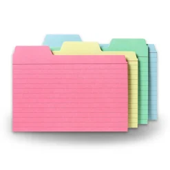 Find It Index Cards<4" x 6" Tabbed Index Cards, Assorted Colors, 48/Pack (FT07218)