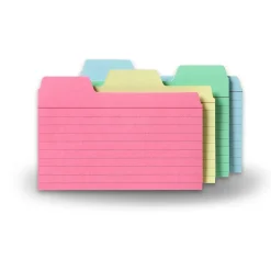 Find It Index Cards<3" x 5" Tabbed Index Cards, Assorted Colors, 48/Pack (FT07216)